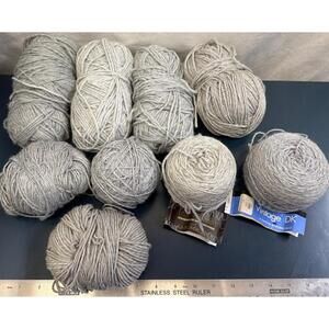 Lot Of 9 Balls Yarn Cascade 220 Berroco DK Wool Shades Of Gray Various Fibers